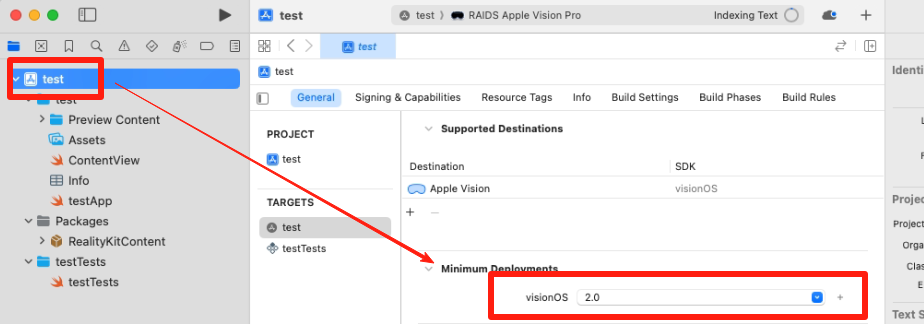 Xcode toolbar with Apple Vision Pro selected as the run destination