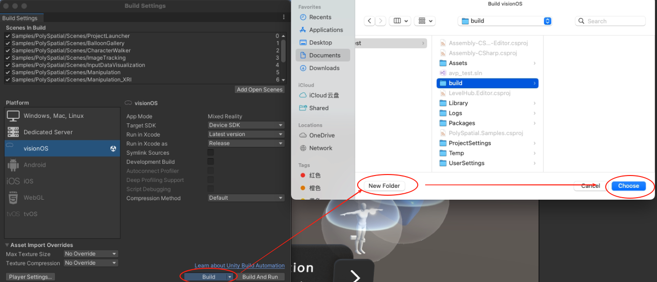 Build dialog choosing a folder for the generated Xcode project